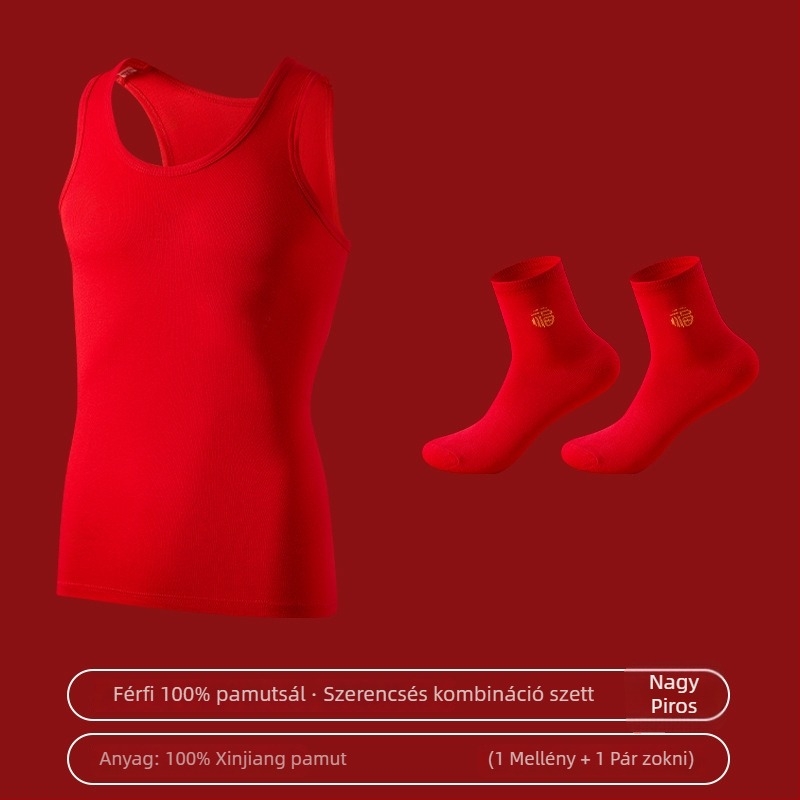 Férfi 100% pamut alapréteg mellény, vékony anyag, 7A antibakteriális, 160 g