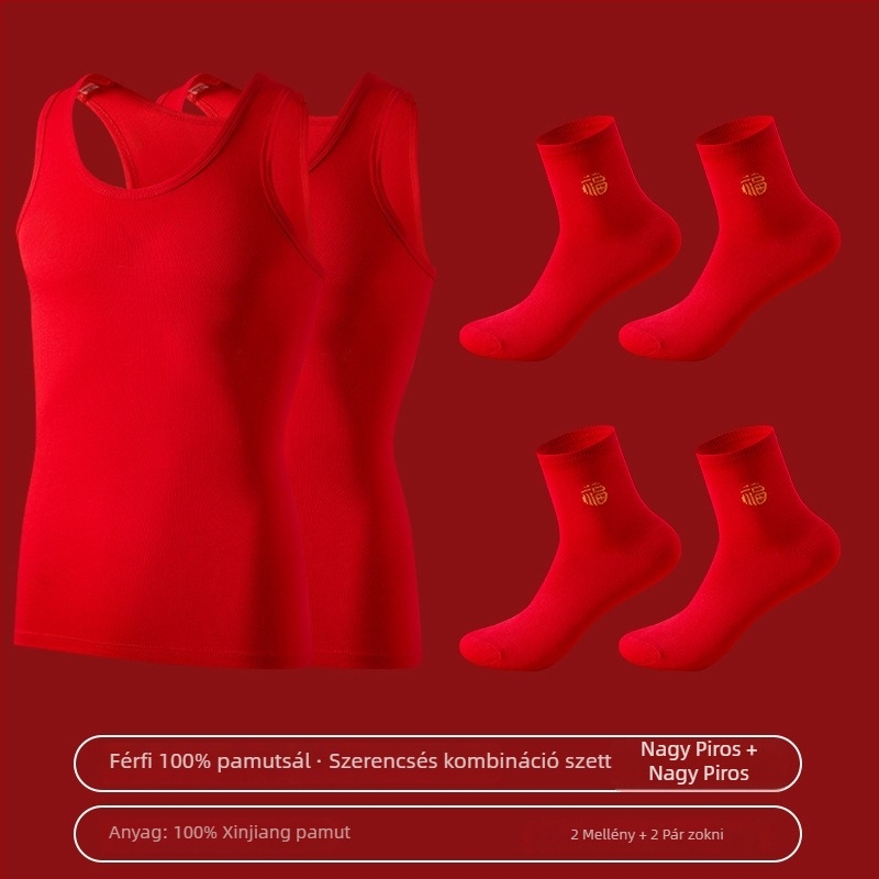 Férfi 100% pamut alapréteg mellény, vékony anyag, 7A antibakteriális, 160 g