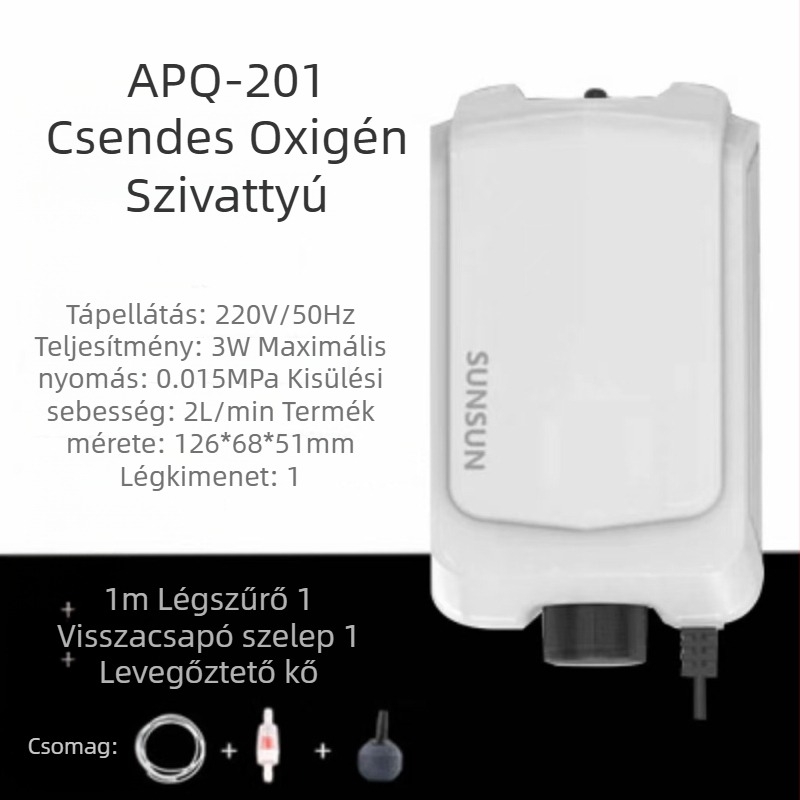 Kompakt, csendes oxigénpumpa akváriumhoz kettős kimenettel