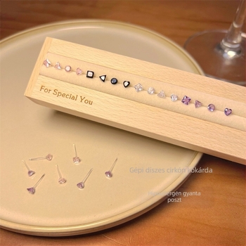 Geometriai fülbevaló készlet műanyag/gyanta anyagból – koreai stílusú tüsis fülbevalók, mikro-inlay, nőknek, friss és édes stílus