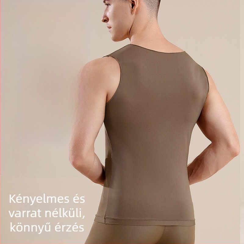 Férfi ultra vékony varrat nélküli alsó réteg készlet – mellény és nadrág, nejlon, testformázás, meleg