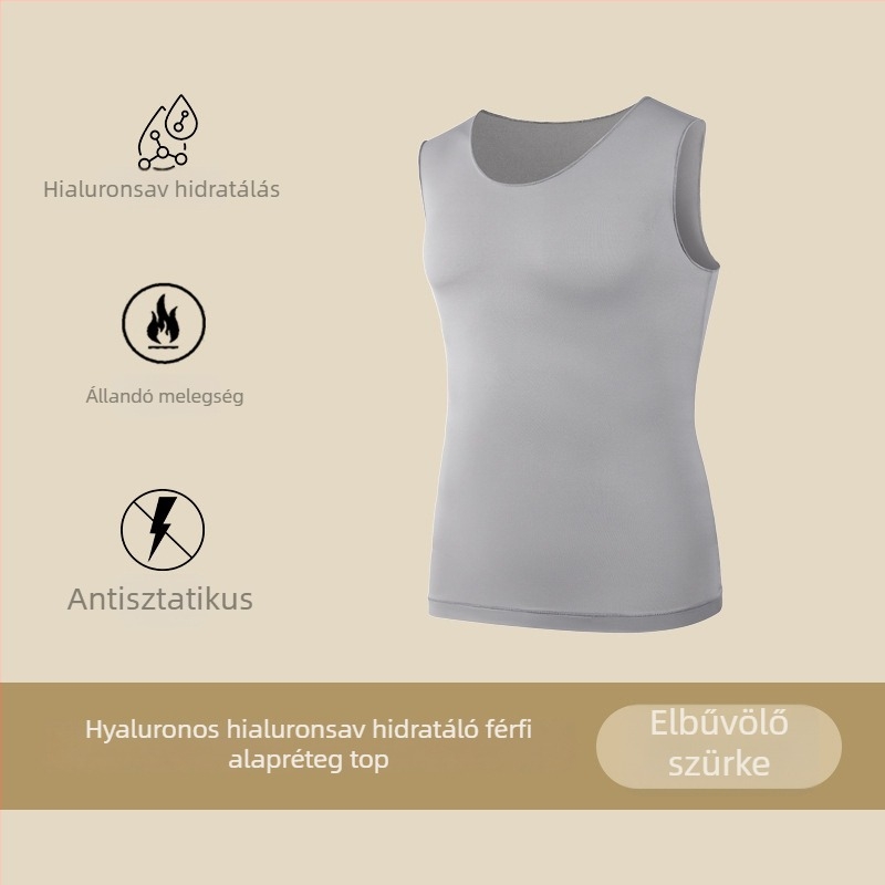 Férfi ultra vékony varrat nélküli alsó réteg készlet – mellény és nadrág, nejlon, testformázás, meleg