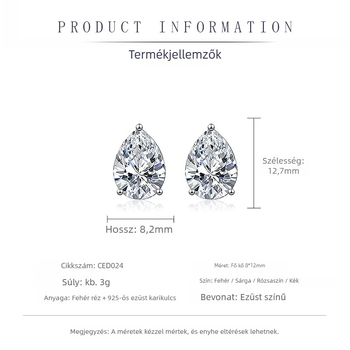 Fülbevaló-stud S925 ezüst tű, fehér réz alap, elektroplak, cirkónia Eight Hearts Eight Arrows