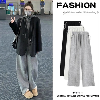 Kismama széleslábú nadrág, őszi–téli 2025, laza szabás, pamut 80–90% spandex <30%, mikro-stretch