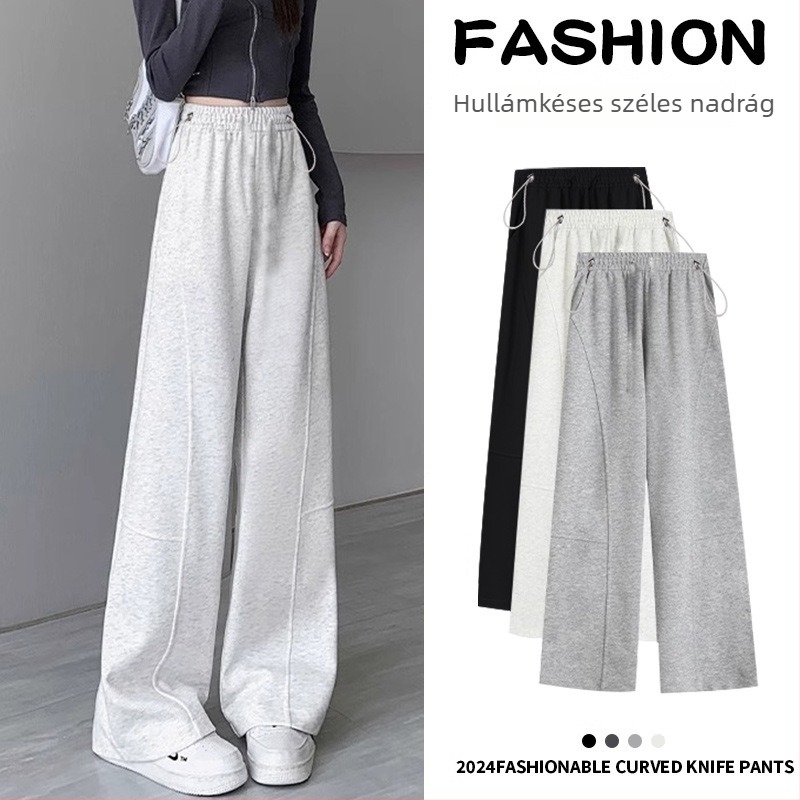 Kismama széleslábú nadrág, őszi–téli 2025, laza szabás, pamut 80–90% spandex <30%, mikro-stretch