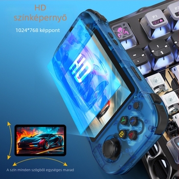 Kézi hordozható játékkonzol 4,2 hüvelykes kijelzővel, 64–128 GB tárhely, 32 bites operációs rendszer, vezeték nélküli kapcsolat, nosztalgikus dizájn