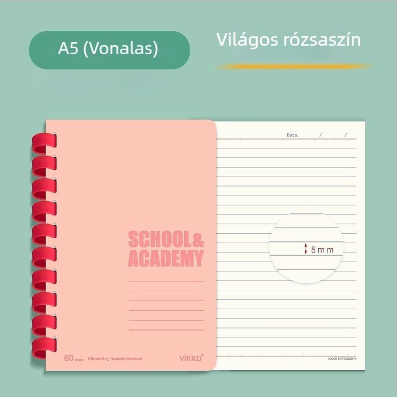 Victory notesz PVC borítóval, szilikongyűrűs kötés, természetes papír, papírtömeg 100, 1–50 oldal