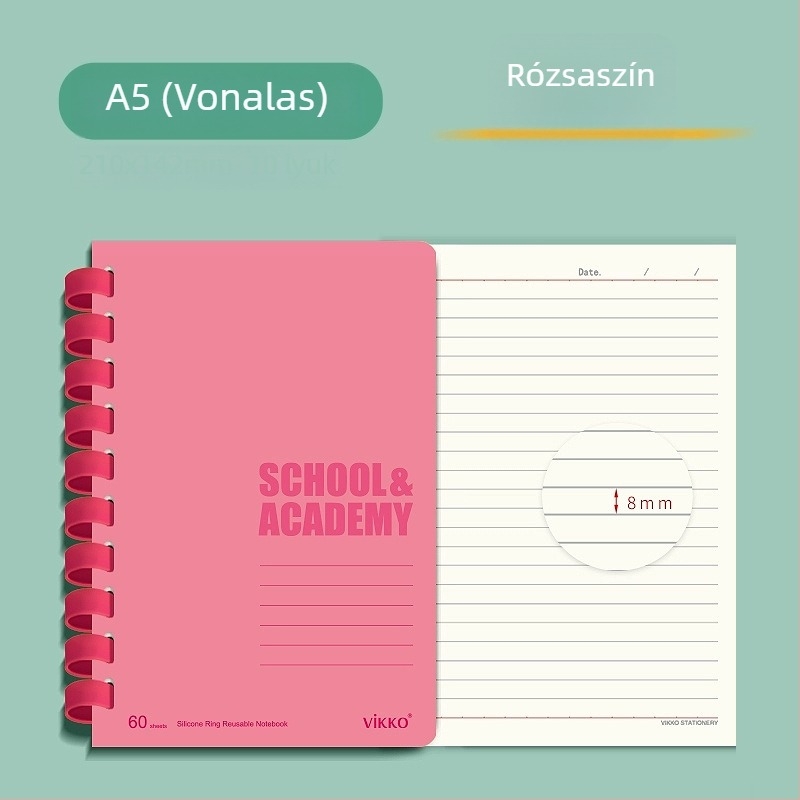 Victory notesz PVC borítóval, szilikongyűrűs kötés, természetes papír, papírtömeg 100, 1–50 oldal