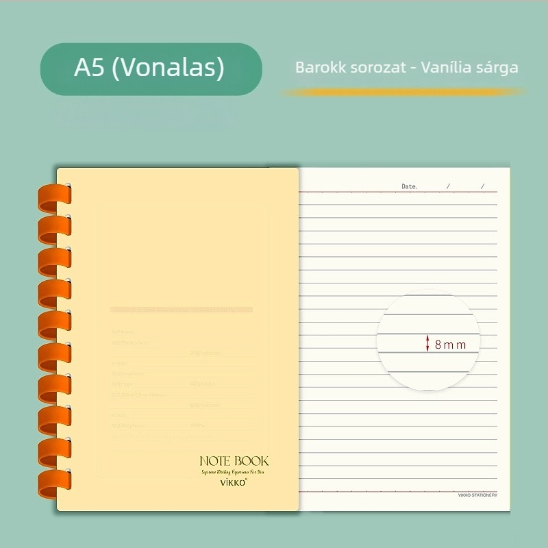 Victory notesz PVC borítóval, szilikongyűrűs kötés, természetes papír, papírtömeg 100, 1–50 oldal