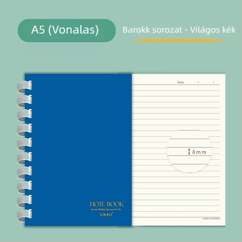 Victory notesz PVC borítóval, szilikongyűrűs kötés, természetes papír, papírtömeg 100, 1–50 oldal