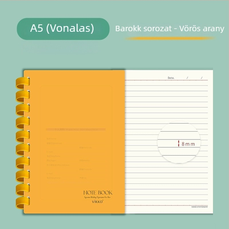 Victory notesz PVC borítóval, szilikongyűrűs kötés, természetes papír, papírtömeg 100, 1–50 oldal