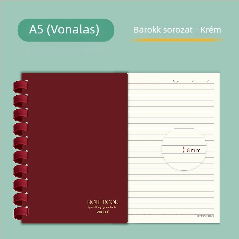 Victory notesz PVC borítóval, szilikongyűrűs kötés, természetes papír, papírtömeg 100, 1–50 oldal