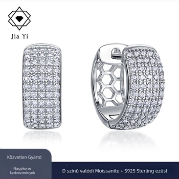 Moissanite fülbevalók, S925 ezüst, 0.6ctw, kerek briliáns vágás, tanúsítvánnyal, hip-hop stílus