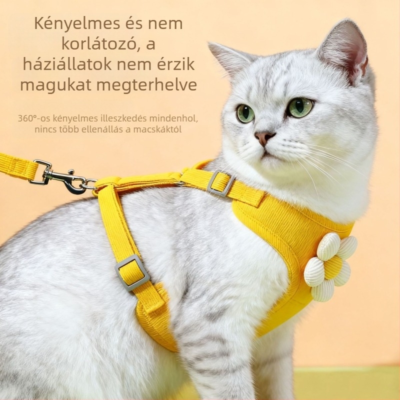 3D virágmintás macska hám, állítható sétapóráz, törésálló mellkasi pánt