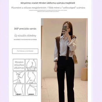 Terhességi cropped, laza szabású széles lábú nadrág hasi támasz, fleece-béléssel, acetát szál és poliészter keverék, közepes vastagságú anyag