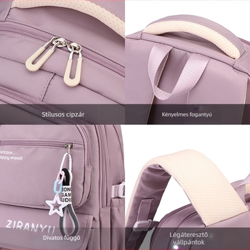 Uniszex iskolai hátizsák 3–6. osztályosok számára, nagy kapacitású, nylon anyag, légpárnás vállrész, poliészter bélés
