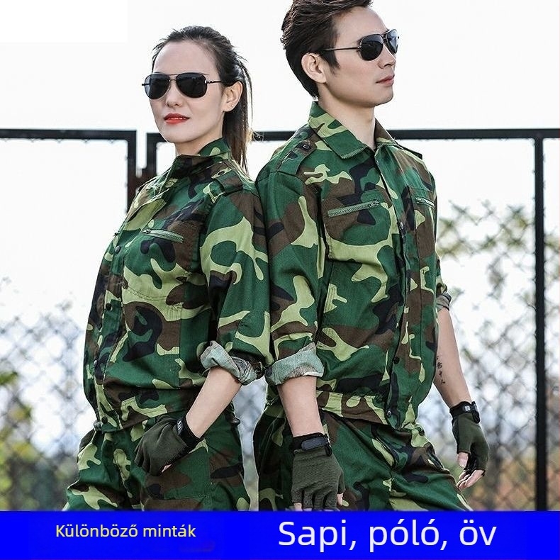 Kamufláž munkaruha szett – uniszex, lélegző kémiai rostok keveréke, kamuflázs mintázat, tavaszra, nyárra és őszre alkalmas