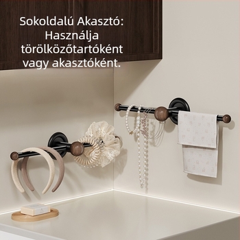 Szénacél törölközőtartó, fúrás nélküli szerelés, korrózióálló, terhelhetőség 15 kg, Bake Paint felület