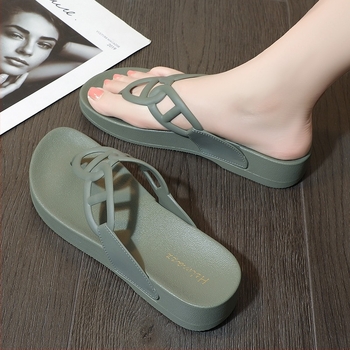 Női platform szandál, casual stílus, Herringbone minta, kerek orr, PVC felsőrész, PVC talp