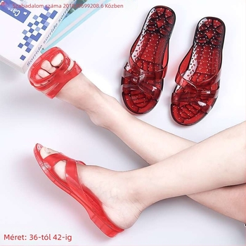 Női PVC alacsony sarkú kristályos szandálok, átlátszó műanyagból, koreai stílus, nyárra, beltéri és kültéri viselet, 11 cm+ sarok