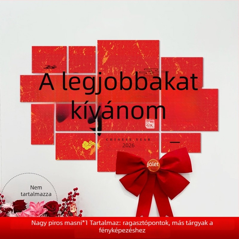 Újévi faldekoráció hátteret alkotó matrica – Ló év motívum, papír, ünnepi stílus, teremdekoráció