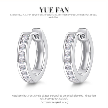 Fülbevalók: Geometriai kör Moissanit, 1 ct, ezüst S925, vágás: nyolc szív és nyolc nyíl