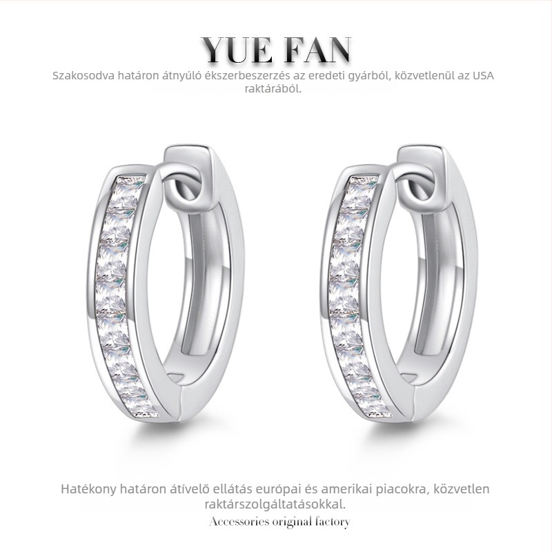 Fülbevalók: Geometriai kör Moissanit, 1 ct, ezüst S925, vágás: nyolc szív és nyolc nyíl