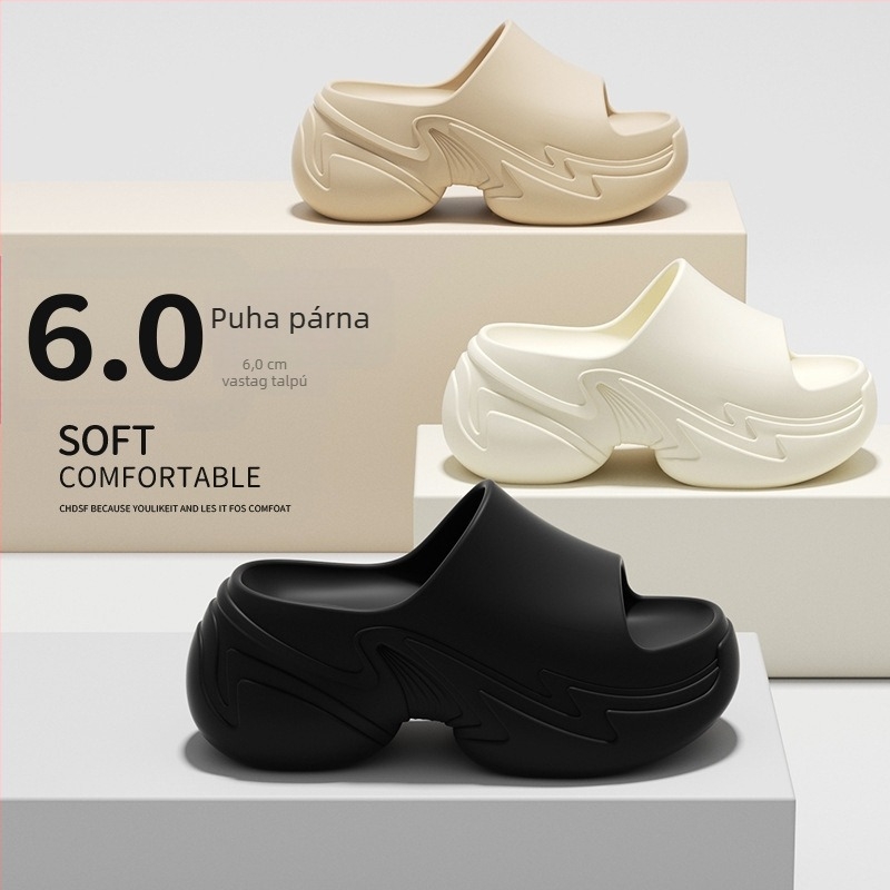 Női vastag talpú magasságot növelő szandálok, EVA felsőrész és EVA talp, kerek orr, nyár 2025 megjelenés