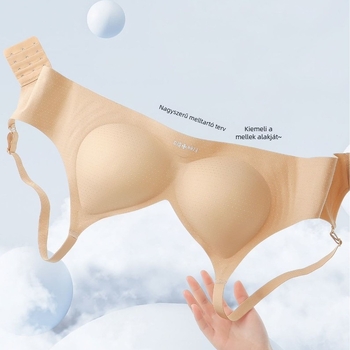 Női melltartó fix kosarakkal, közepesen formázott kosarakkal, fix kettős pántokkal, hátul három sor kampóval, anyag nylon/poliamid