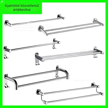 Rozsdamentes acél törölközőtartó, finom polírozású felület, 15 kg teherbírás, 1 szint, fúrással történő szerelés