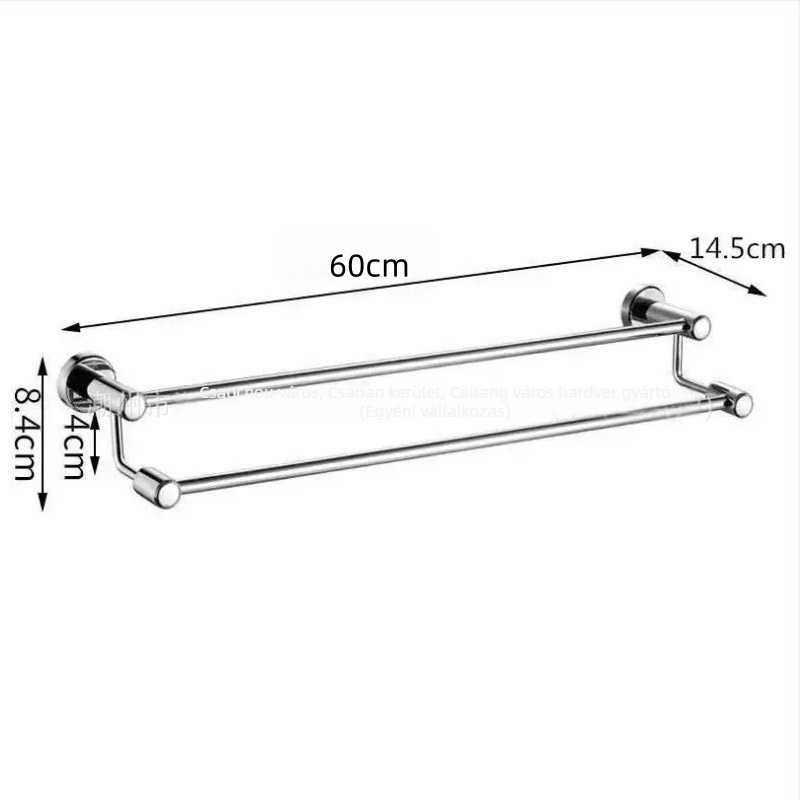 Rozsdamentes acél törölközőtartó, finom polírozású felület, 15 kg teherbírás, 1 szint, fúrással történő szerelés