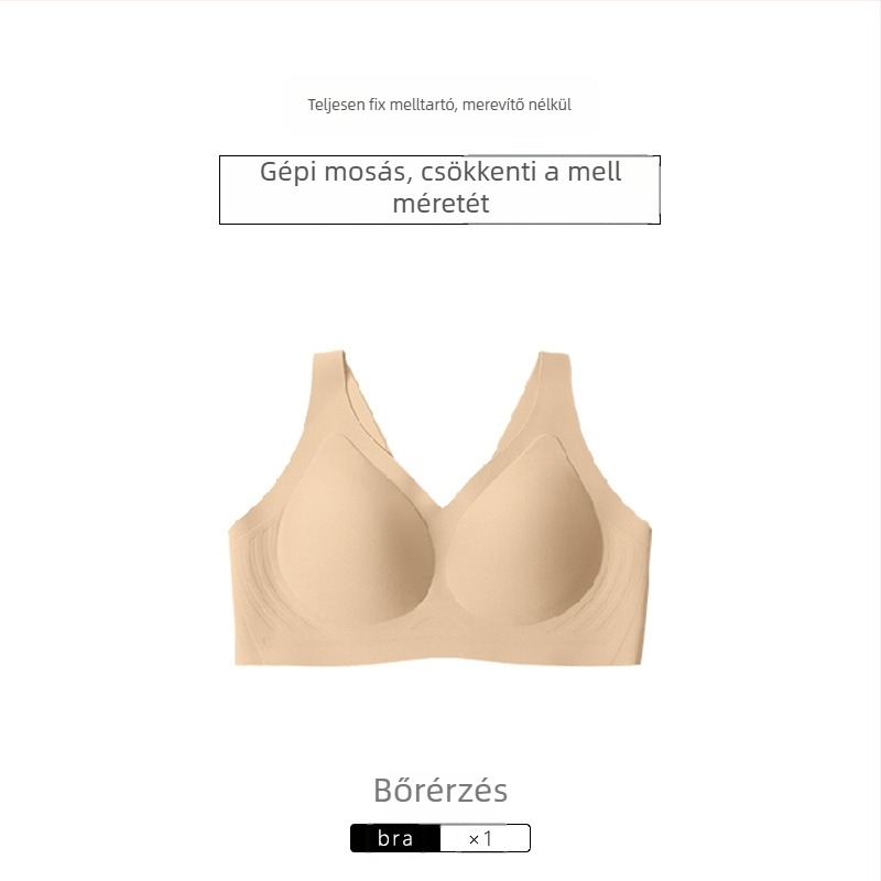 Egyrészes, fix kosárú, varrás nélküli melltartó, nylon fő anyag, bélés spandex, teljes kosár, gyűrű nélkül, rögzített dupla vállpántok
