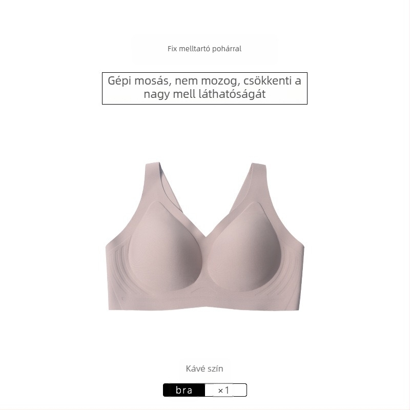 Egyrészes, fix kosárú, varrás nélküli melltartó, nylon fő anyag, bélés spandex, teljes kosár, gyűrű nélkül, rögzített dupla vállpántok
