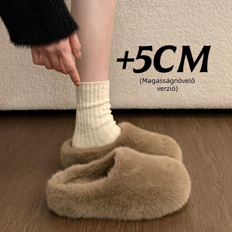 Női Baotou sörtés papucs, kültéri viselet, Felsőrész: műszőrszövet; Belső: pamut; Talp: gumi; Téli 2025