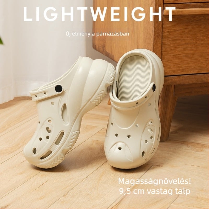 Női EVA Crocs: magasságot növelő, 9,5 cm vastag talp, légáteresztő nyári papucs