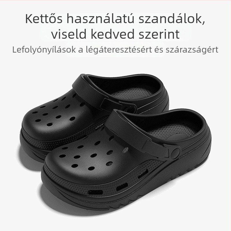Magasított talpú lyukas szandálok férfiaknak és nőknek, kültéri, csúszásmentes, zárt orrú strandpapucs
