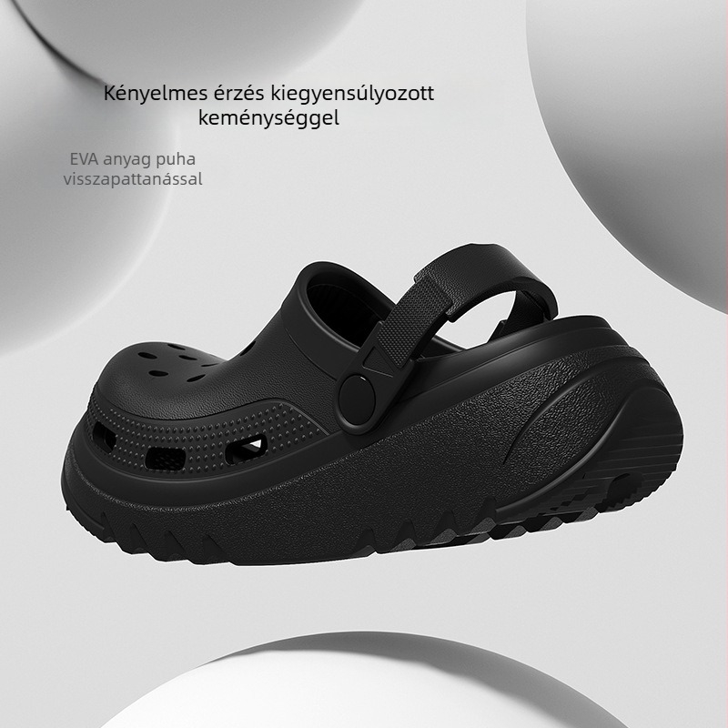 Magasított talpú lyukas szandálok férfiaknak és nőknek, kültéri, csúszásmentes, zárt orrú strandpapucs