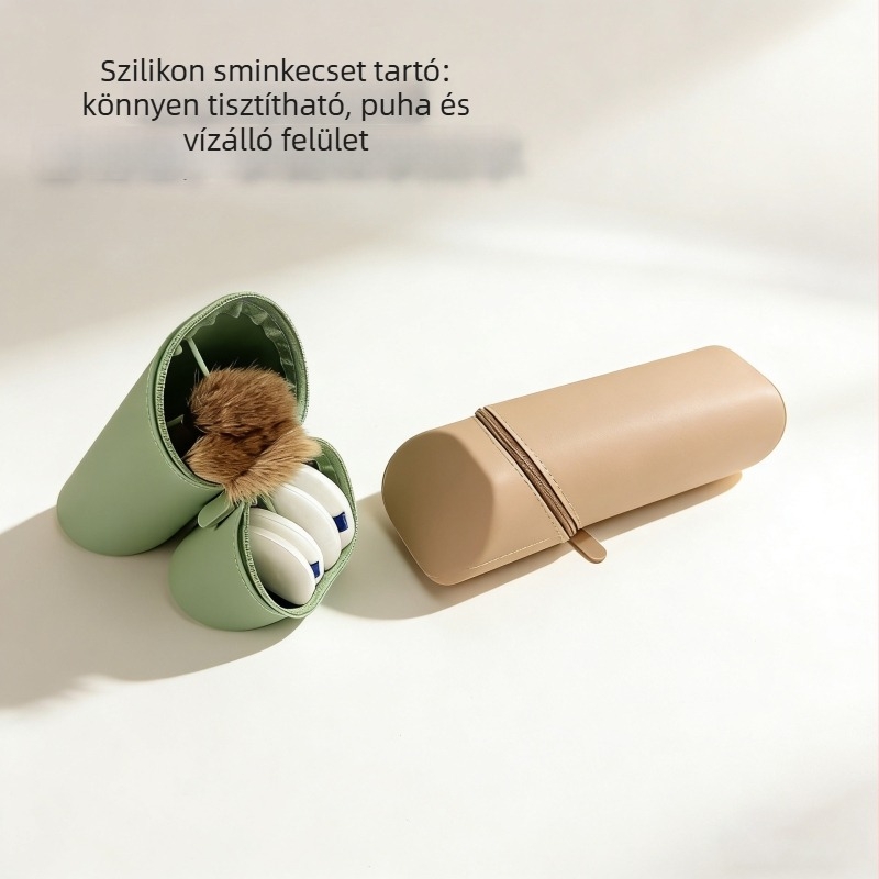 Kozmetikai táska – hengeres szilikon tároló, Modell 001, hordozható smink- és rúzsorganizer utazásokhoz