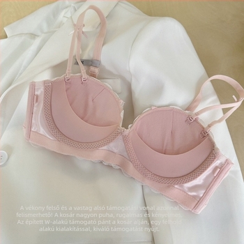 Nylon melltartó készlet, 1/2 kosaras moldált kosár (felső vékony, alsó vastag); klasszikus-szexi stílus, rögzített vállpántok, hátoldali háromsoros zár, légáteresztő, összegyűjtés és támasz