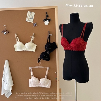 Nylon melltartó készlet, 1/2 kosaras moldált kosár (felső vékony, alsó vastag); klasszikus-szexi stílus, rögzített vállpántok, hátoldali háromsoros zár, légáteresztő, összegyűjtés és támasz