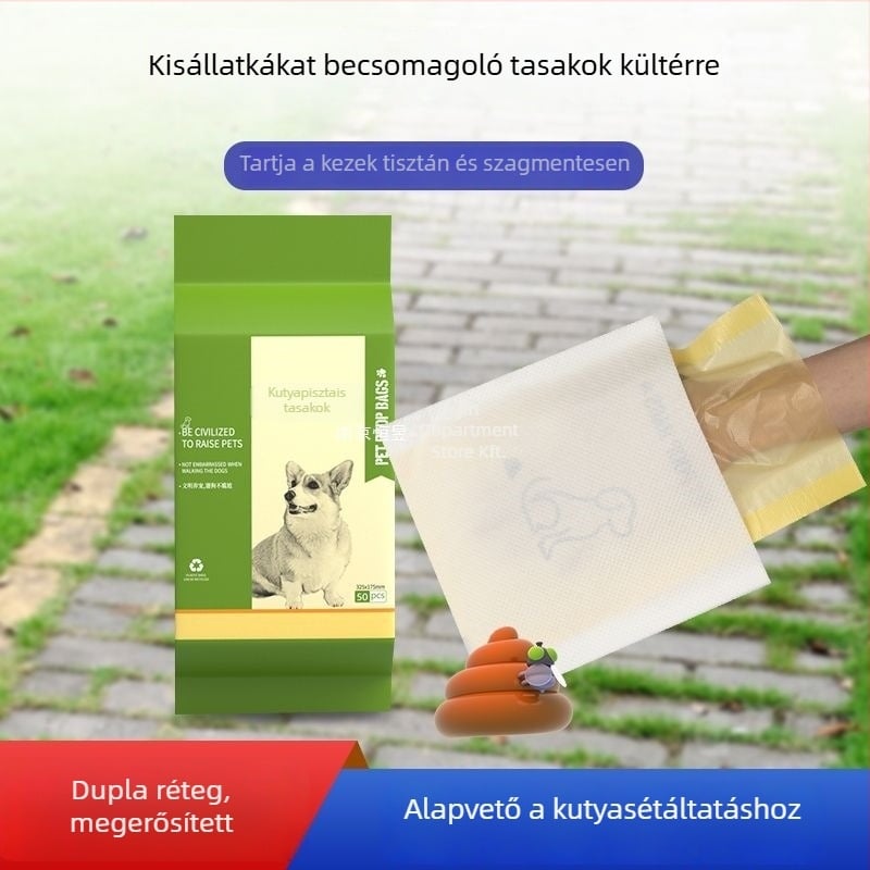 Kutyapiszok zacskók, egyszer használatos, dupla rétegű, vastagított, hordozható, kültéri használatra