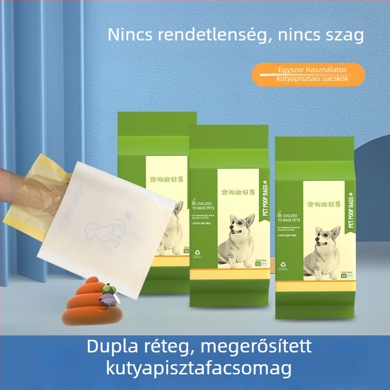 Kutyapiszok zacskók, egyszer használatos, dupla rétegű, vastagított, hordozható, kültéri használatra