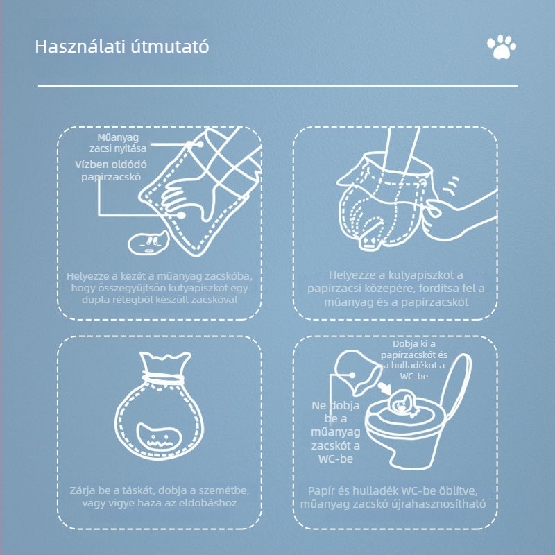 Kutyapiszok zacskók, egyszer használatos, dupla rétegű, vastagított, hordozható, kültéri használatra