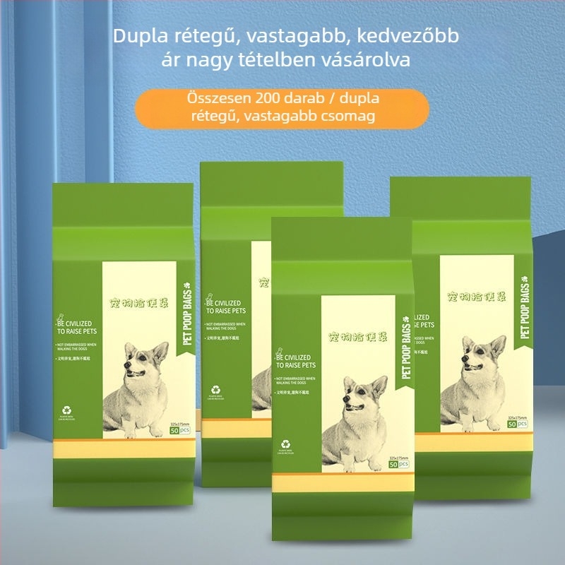 Kutyapiszok zacskók, egyszer használatos, dupla rétegű, vastagított, hordozható, kültéri használatra