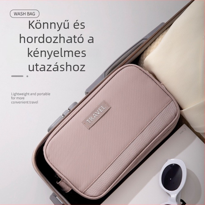 Utazási kozmetikai táska száraz–nedves szétválasztással, nagy kapacitású PU anyag
