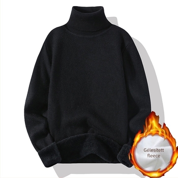 Férfi garbó pulóver magas gallérral, laza szabású, vastag kötés, viszkóz 47% és vegyes mesterséges rostokból álló anyag, hosszú ujjú