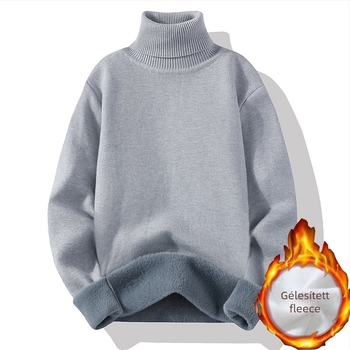 Férfi garbó pulóver magas gallérral, laza szabású, vastag kötés, viszkóz 47% és vegyes mesterséges rostokból álló anyag, hosszú ujjú