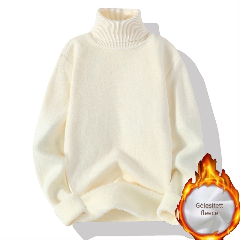 Férfi garbó pulóver magas gallérral, laza szabású, vastag kötés, viszkóz 47% és vegyes mesterséges rostokból álló anyag, hosszú ujjú