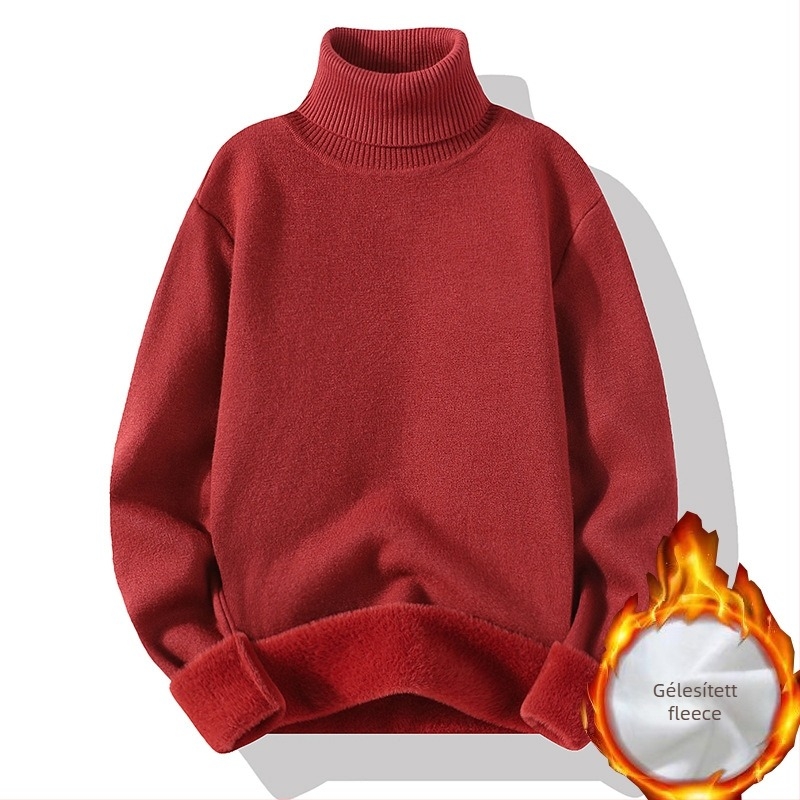 Férfi garbó pulóver magas gallérral, laza szabású, vastag kötés, viszkóz 47% és vegyes mesterséges rostokból álló anyag, hosszú ujjú