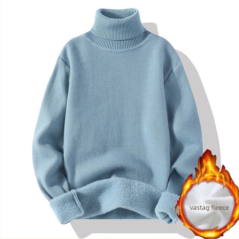 Férfi garbó pulóver magas gallérral, laza szabású, vastag kötés, viszkóz 47% és vegyes mesterséges rostokból álló anyag, hosszú ujjú